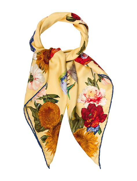 gucci flower silk scarf|gucci silk scarf women.